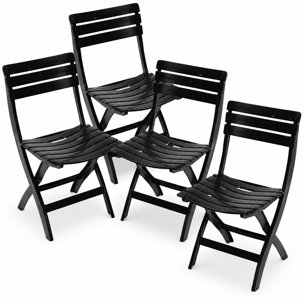 Set 4 sedie da giardino pieghevoli Pinta nere Made in Italy