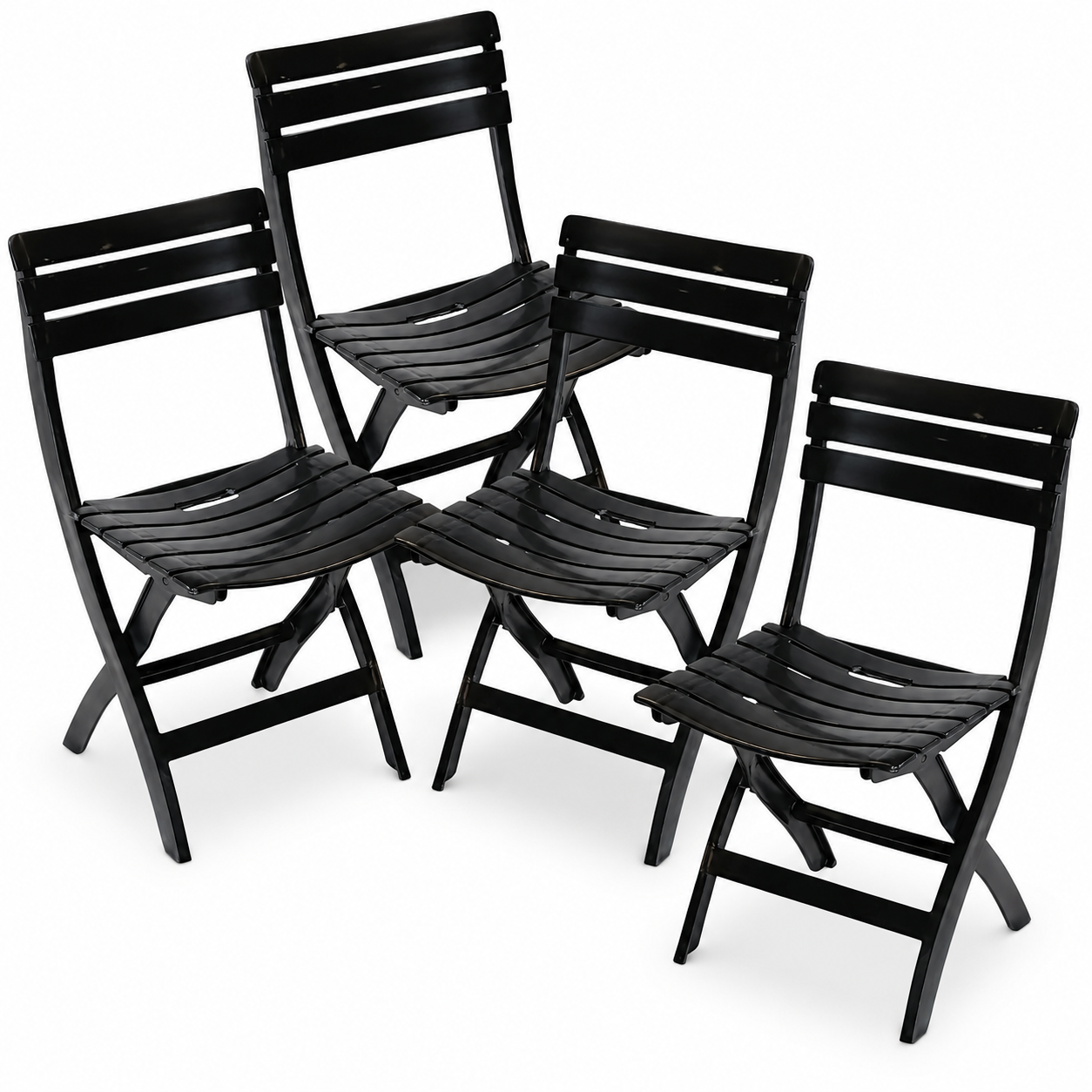 Set 4 sedie da giardino pieghevoli Pinta nere Made in Italy