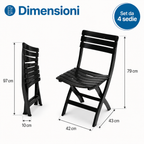 Dimensioni sedia pieghevole Pinta 42 x 43 x 79 cm e 10 cm da chiusa