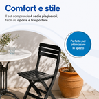 Sedia da giardino pieghevole Pinta salvaspazio per terrazzo e balcone