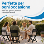 Sedie pieghevoli Pinta utilizzate durante pranzo all'aperto in giardino