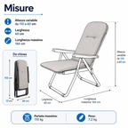 Dimensioni Poltrona Saponetta reclinabile 166 x 60 cm e portata 110 kg