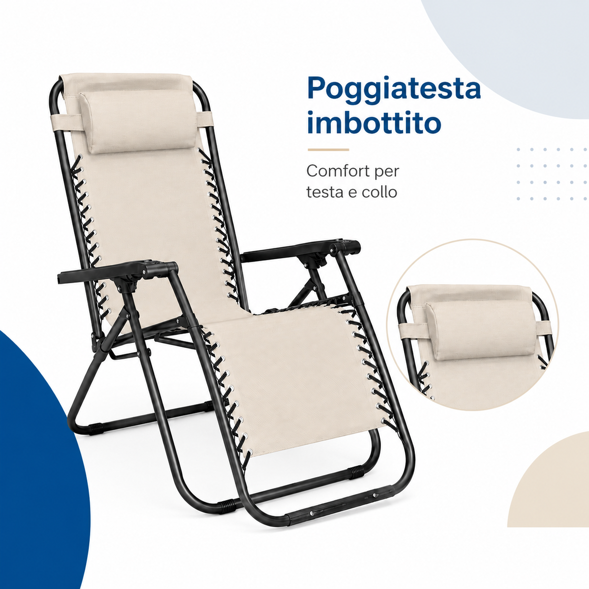 Poggiatesta imbottito della sdraio zero gravity reclinabile