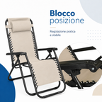 Dettaglio sistema di blocco posizione della sdraio reclinabile