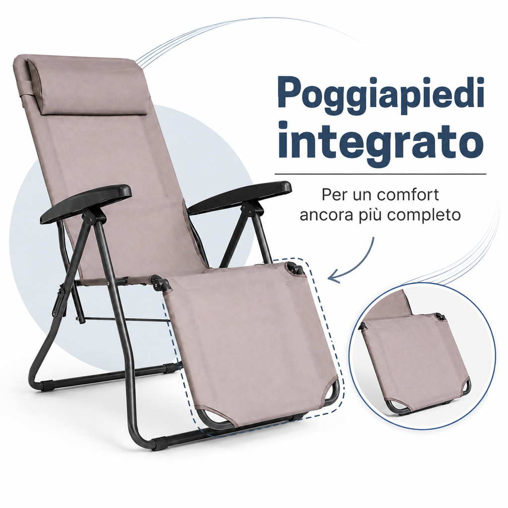 Poggiapiedi integrato sdraio relax Iris