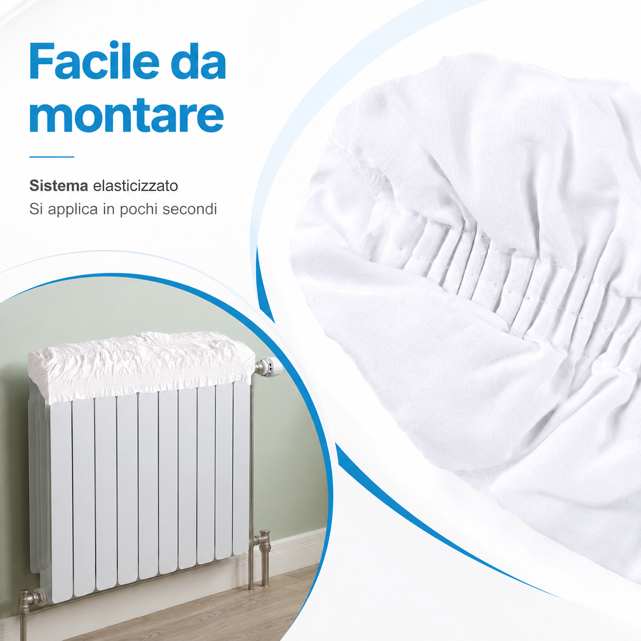 Dettaglio fascia elastica del copricalorifero per termosifone