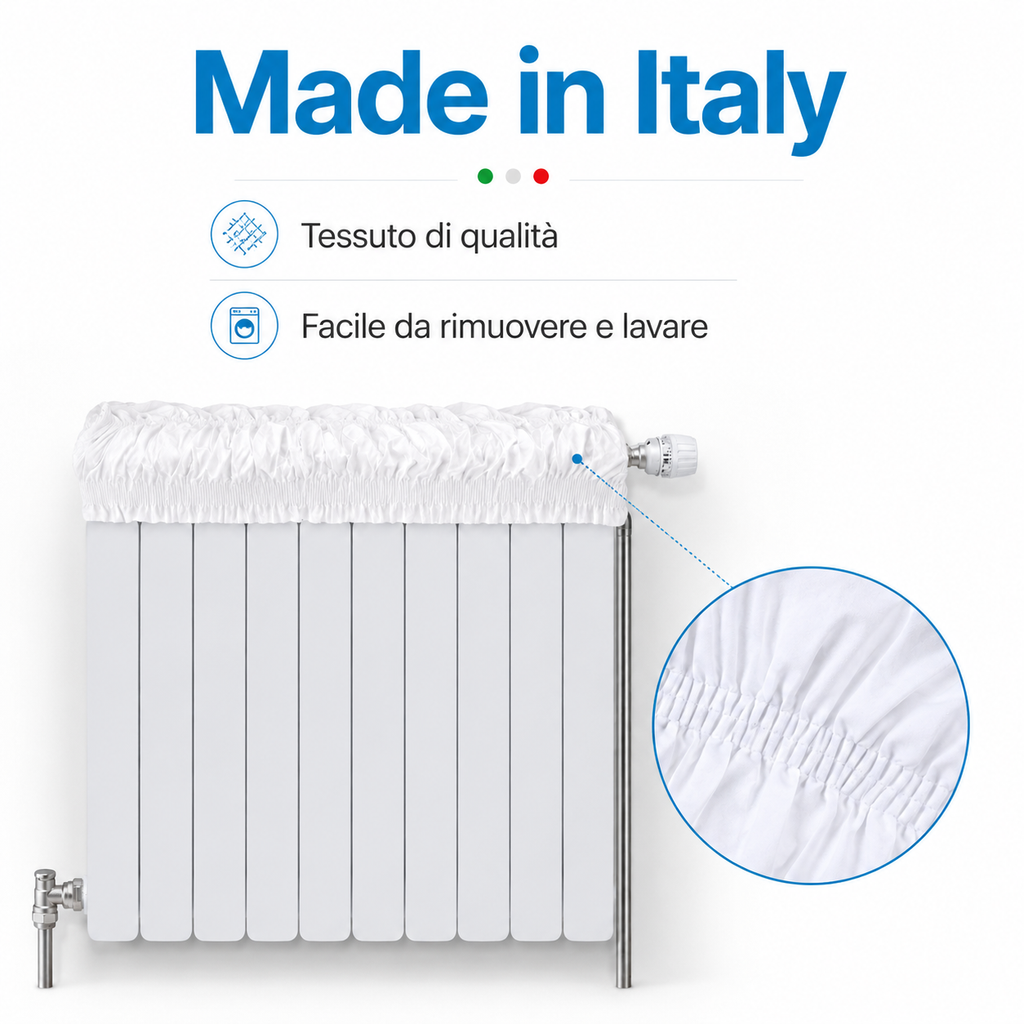 Copricalorifero Made in Italy in tessuto elasticizzato bianco