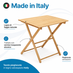 Tavolo pieghevole Holly Made in Italy in legno di faggio naturale