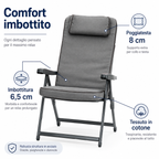 Sdraio Paradiso con imbottitura 6,5 cm, poggiatesta 8 cm e tessuto in cotone