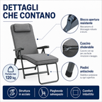 Sdraio Paradiso reclinabile in 5 posizioni con poggiapiedi integrato