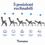 Sdraio Paradiso reclinabile in 5 posizioni con poggiapiedi integrato