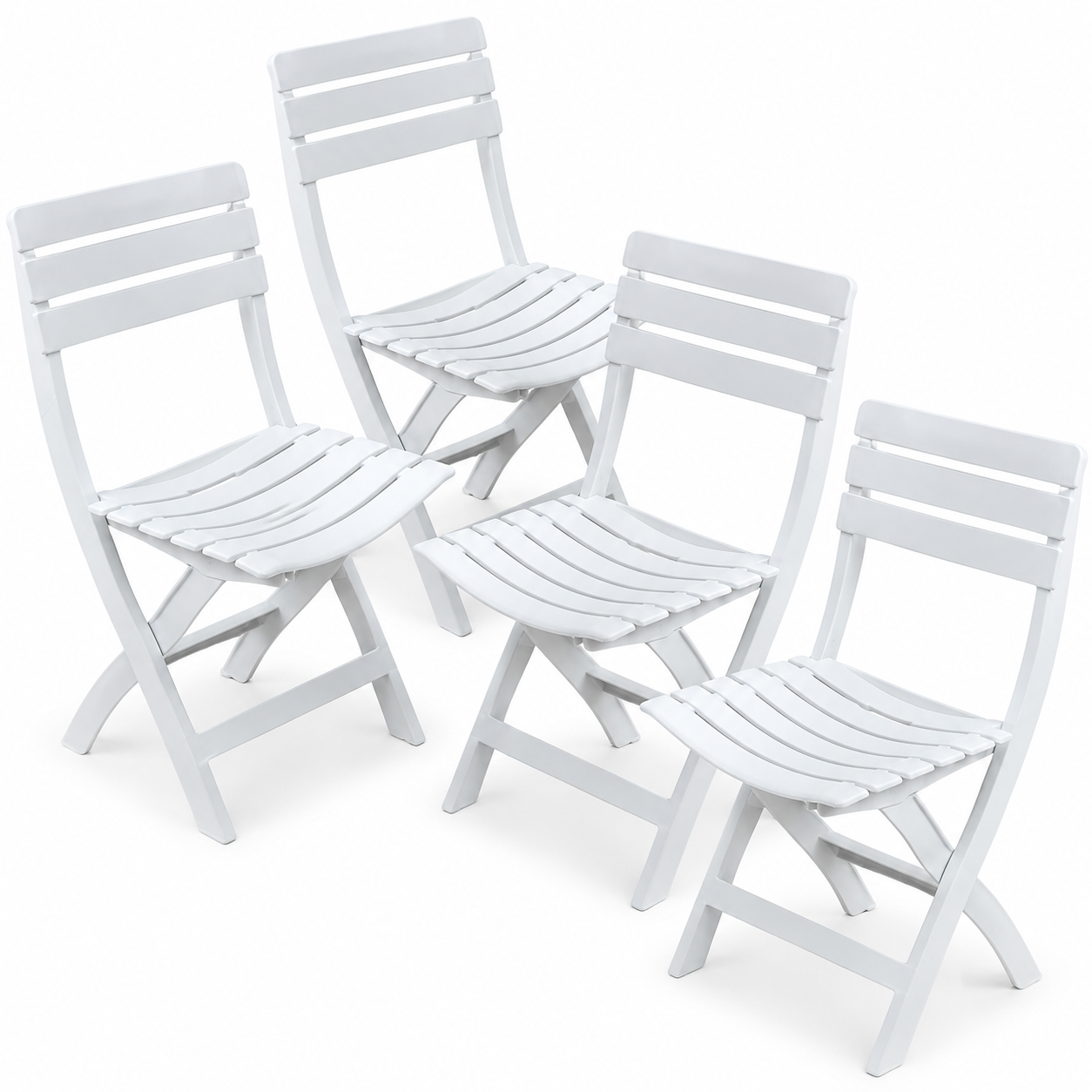 Set 4 sedie da giardino pieghevoli Pinta bianche Made in Italy