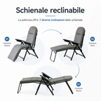 Barbara 180° Reclining Sun Lounger with Padded Cushion – Metal Far