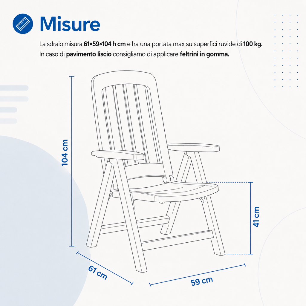 Misure sdraio Carmen 61x59x104 cm