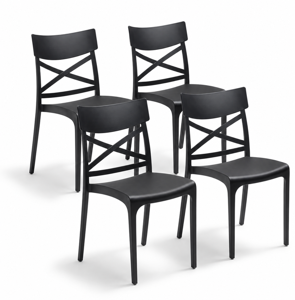 Set di 4 sedie Croix nere per interno ed esterno