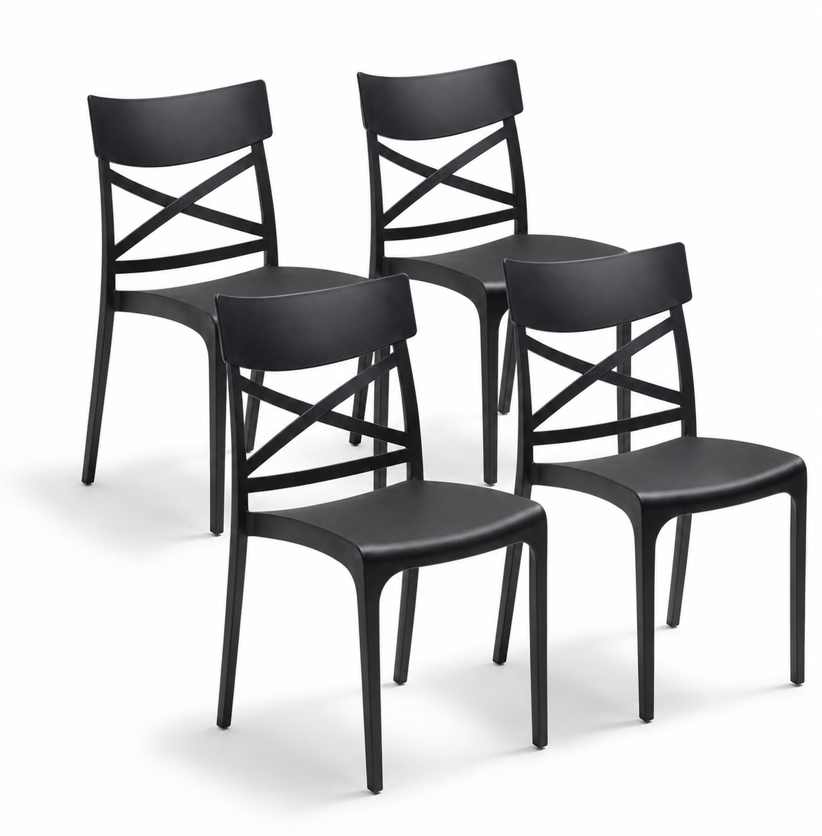 Set di 4 sedie Croix nere per interno ed esterno