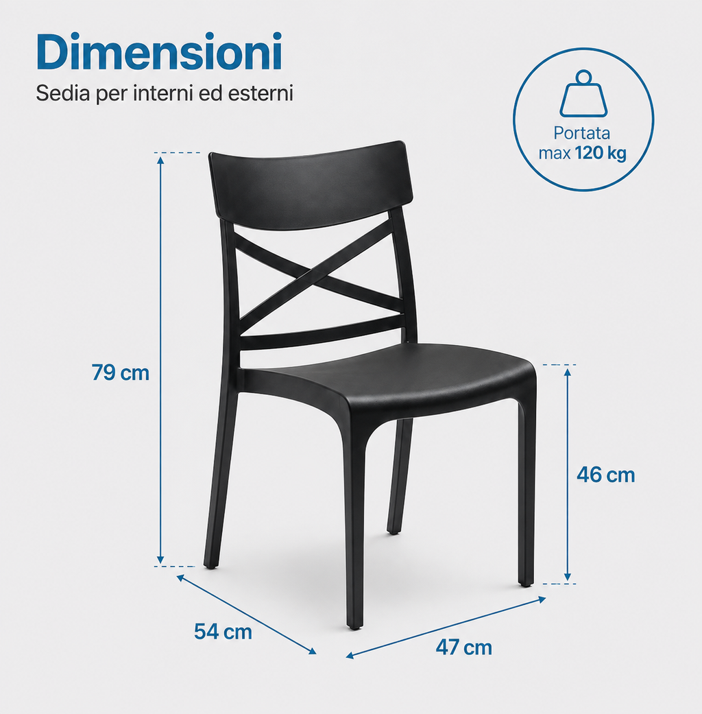 Sedia Croix con misure 47 x 54 x 79 cm