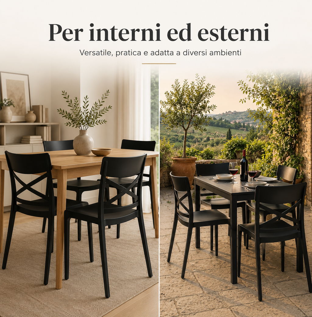 Sedie Croix utilizzate in ambienti interni ed esterni
