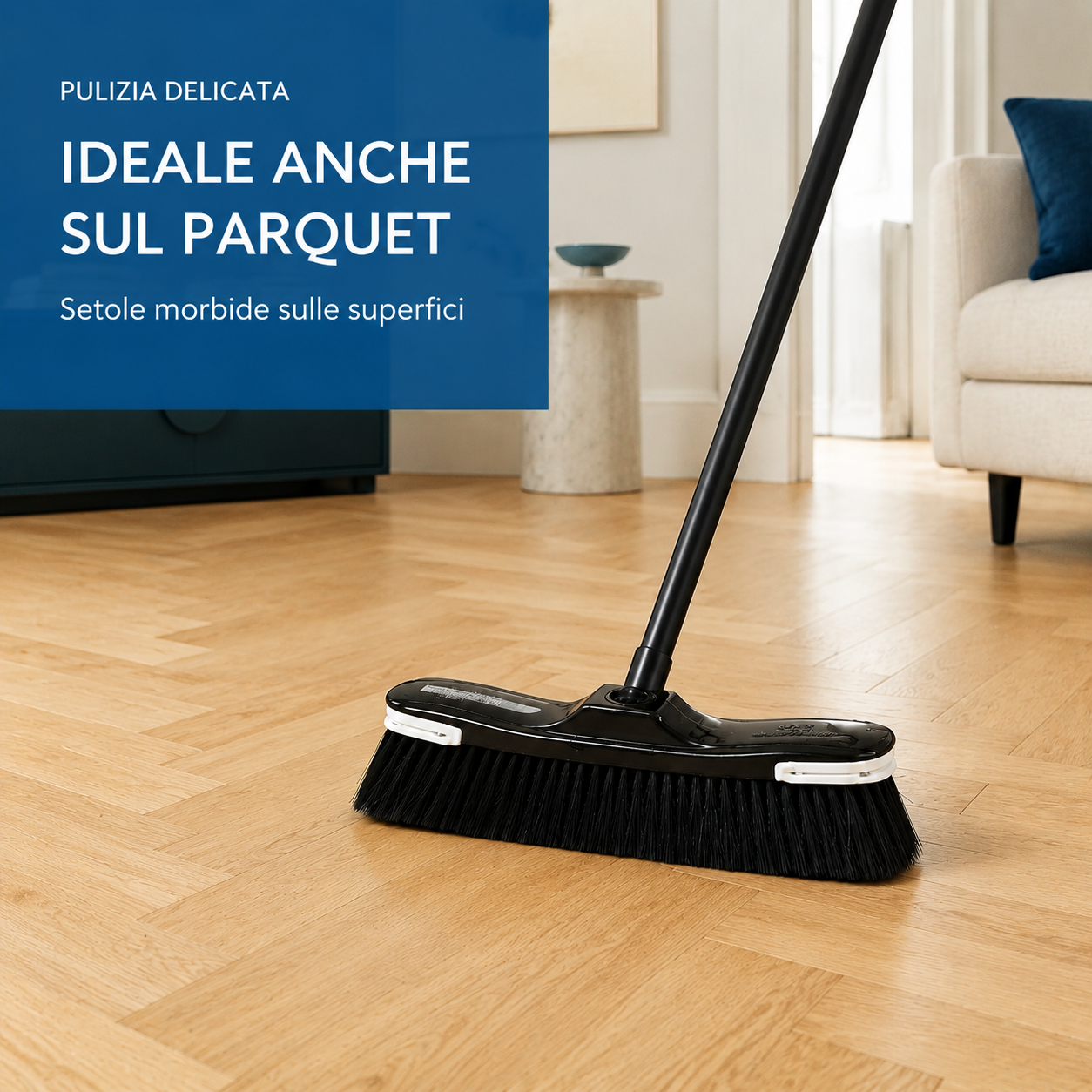 Brosse de ménage en soies de sanglier naturelles, Tomaino