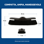 Dimensioni scopa Tomaino 33×7×9 cm con setole alte 5 cm
