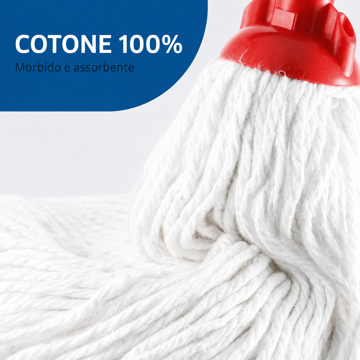 Dettaglio fili assorbenti del ricambio moccio in cotone 100%