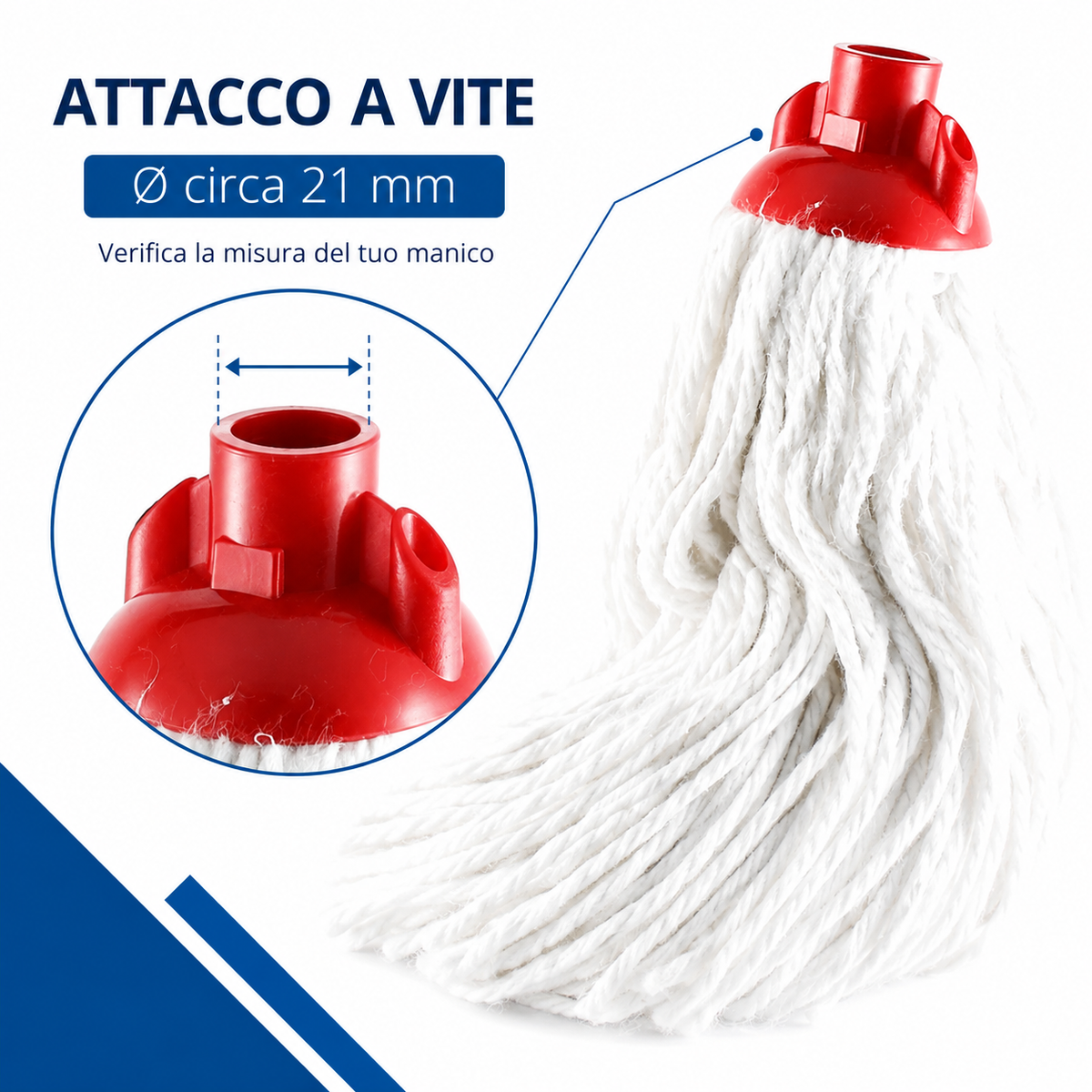 Ricambio moccio con attacco a vite diametro circa 21 mm