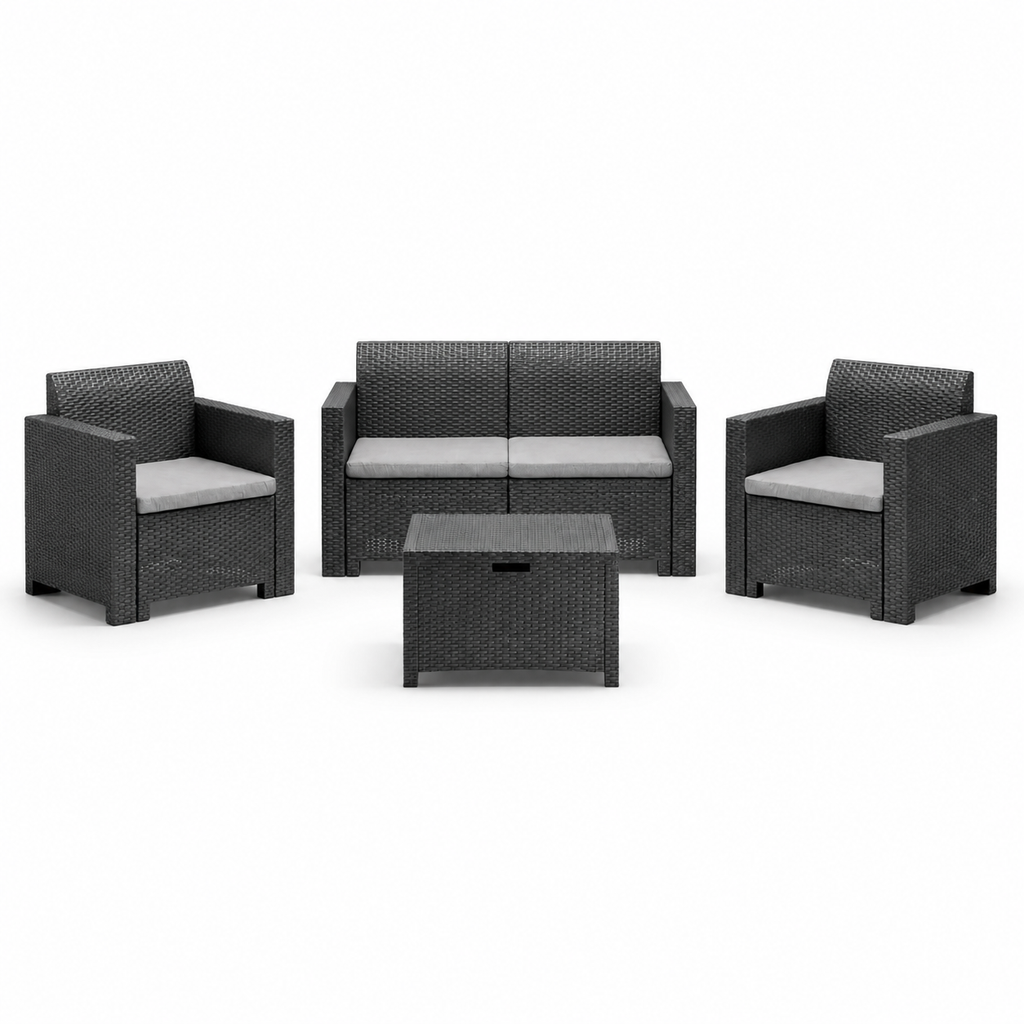 Salotto da Giardino 4 Posti Effetto Rattan con Cuscini – Nebraska