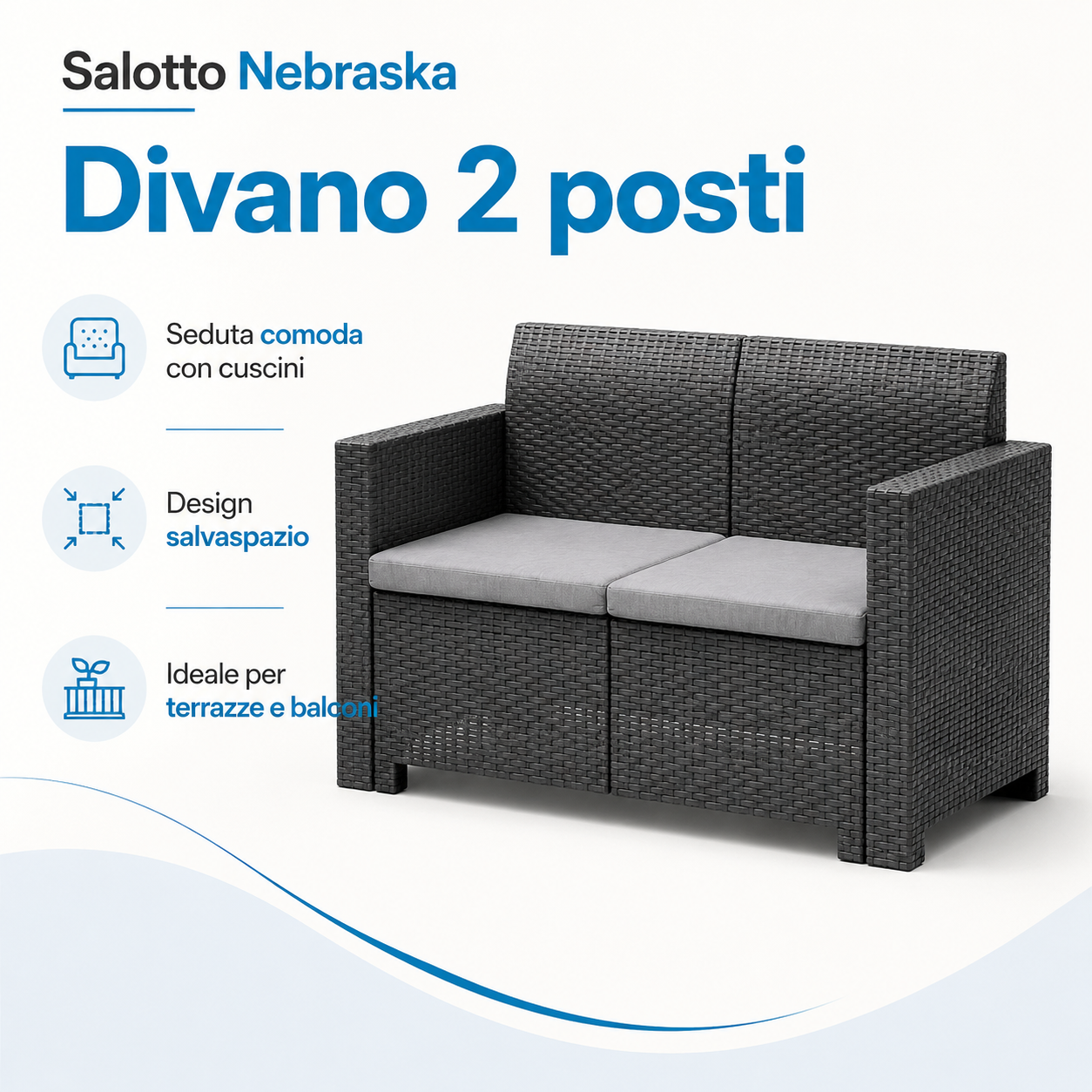 Nebraska Anthracite Plastic Garden Lounge Set