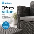 Salotto da Giardino 4 Posti Effetto Rattan con Cuscini – Nebraska