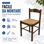 Assise de rechange pour chaise modèle Pise, en paille 37×37 cm