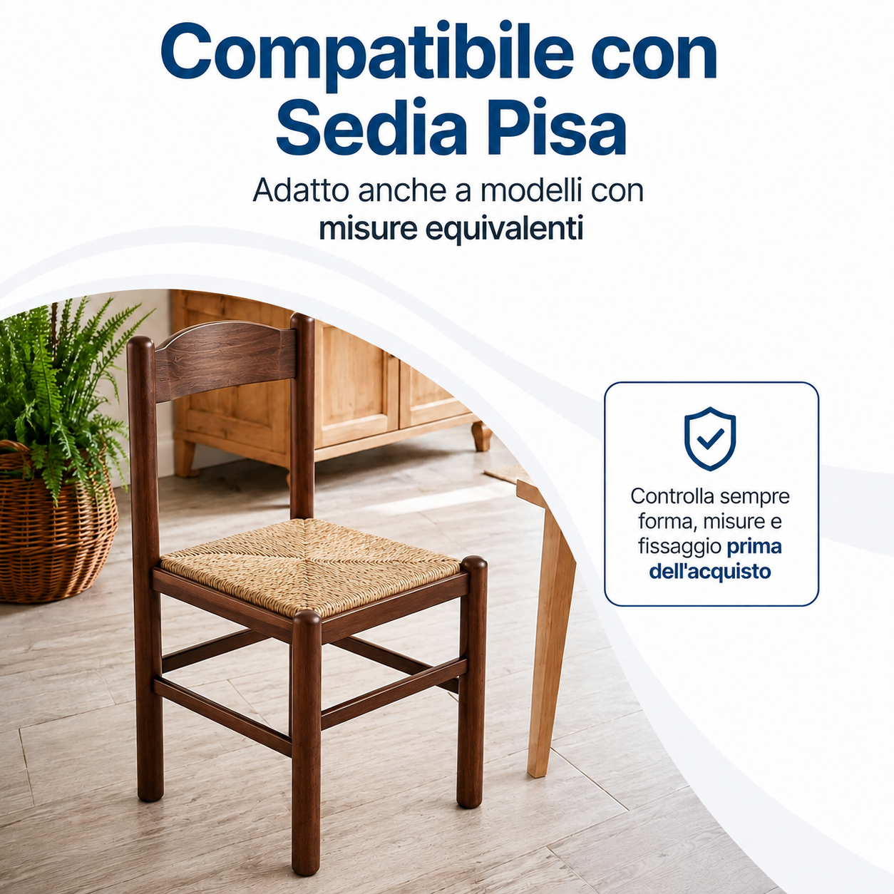 Sedile di Ricambio Sedia Pisa 37×37 cm in Paglia di Cellulosa