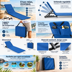 Lettino da Spiaggia Pieghevole con Schienale Regolabile 4 Posizioni e Tracolla – Blu
