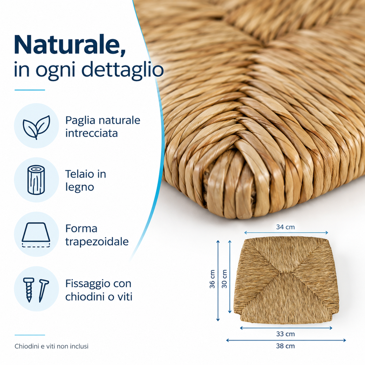 dettagli sedile paglia tomaino