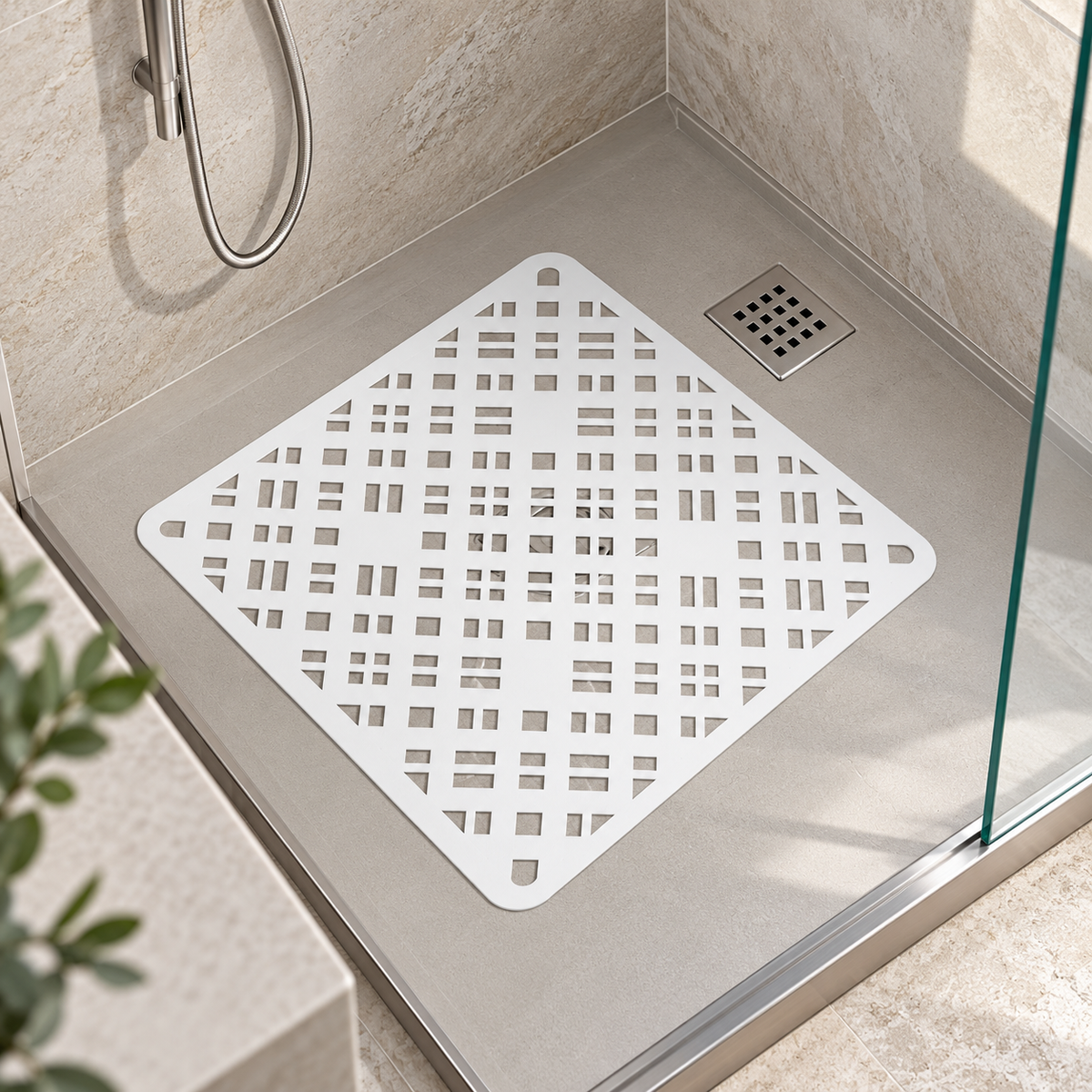 Tappetino_doccia_bianco_Alisma_in_bagno_moderno