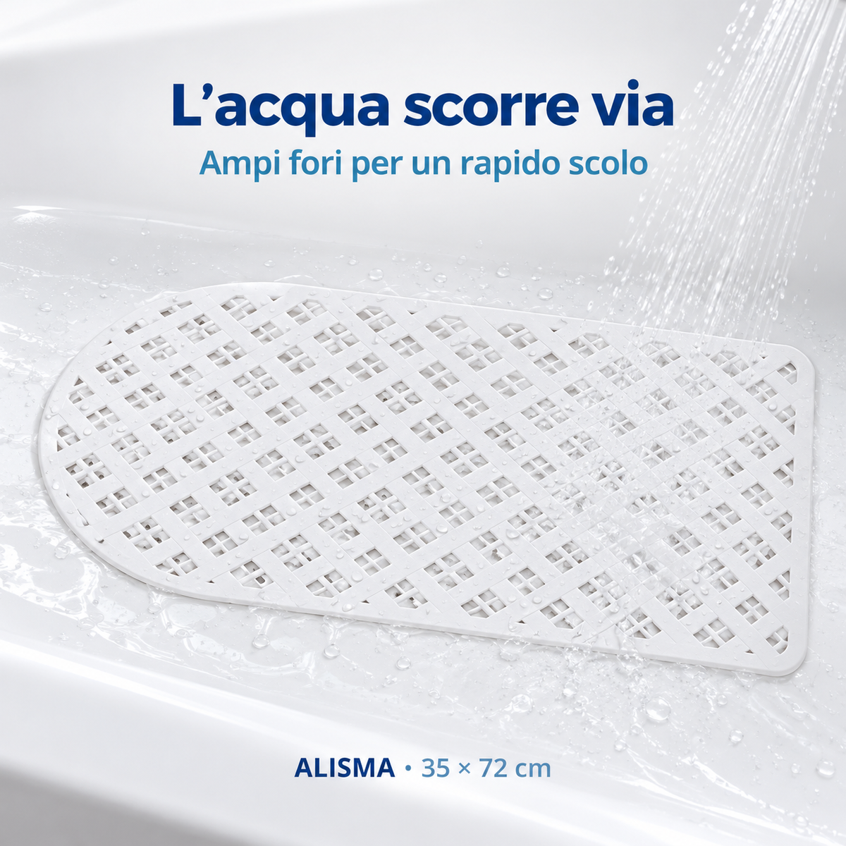 Tappetino vasca bianco drenaggio rapido-5