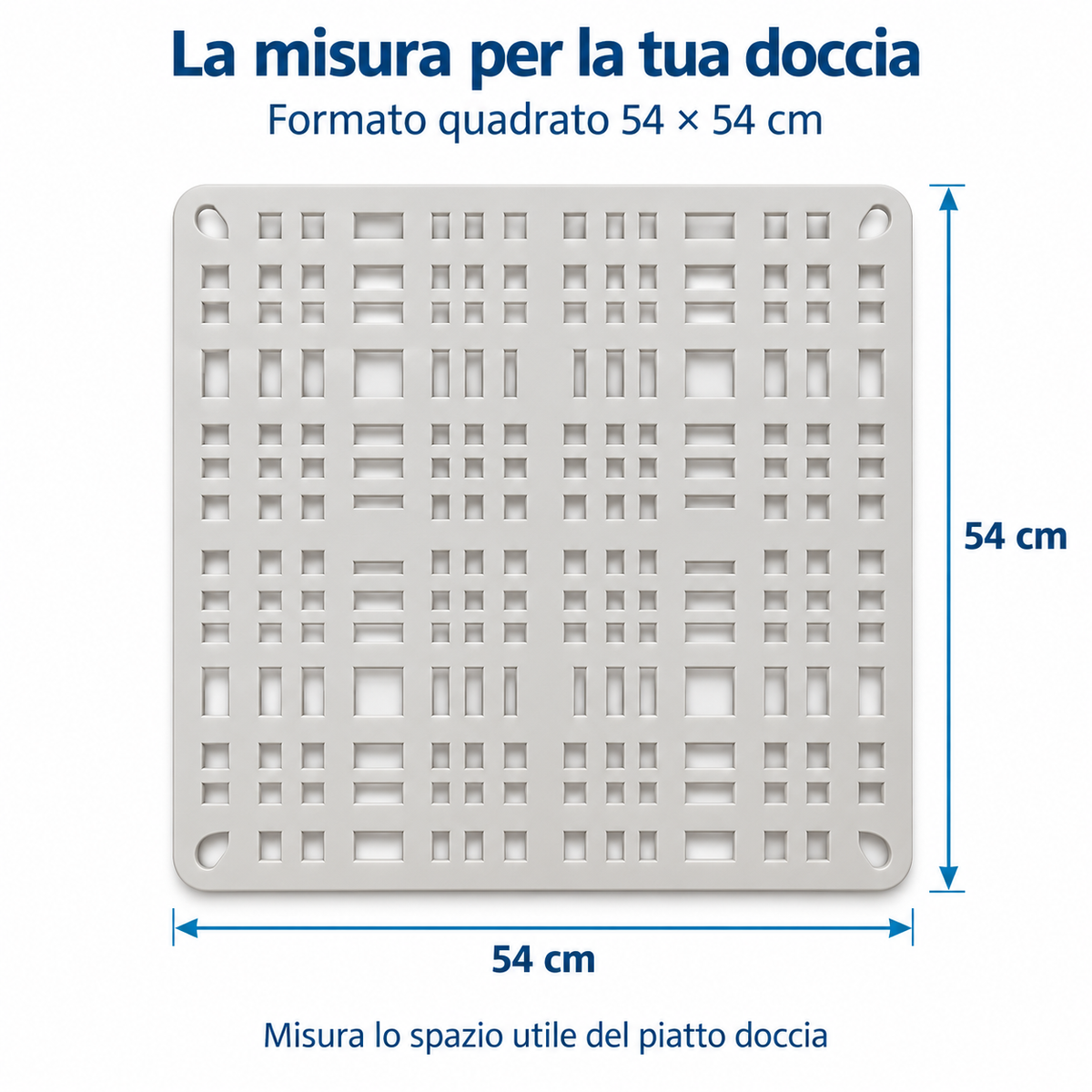 Tappeto Doccia Quadrato Antiscivolo con Ventose 54 × 54 cm