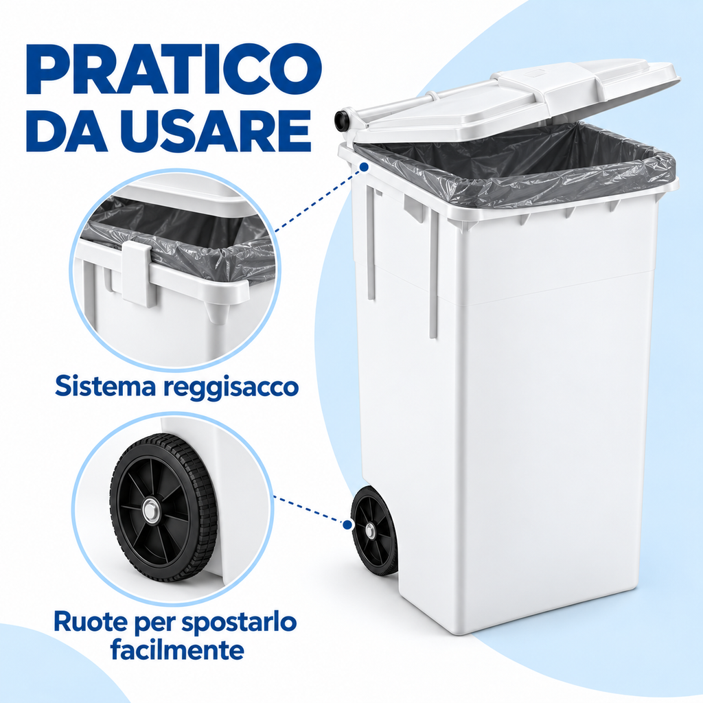 Bidone max 80 lt pratico e funzionante