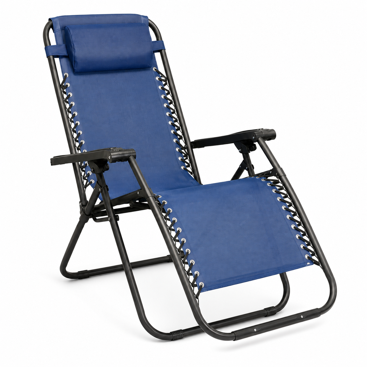 Sdraio zero gravity reclinabile in textilene blu con poggiatesta