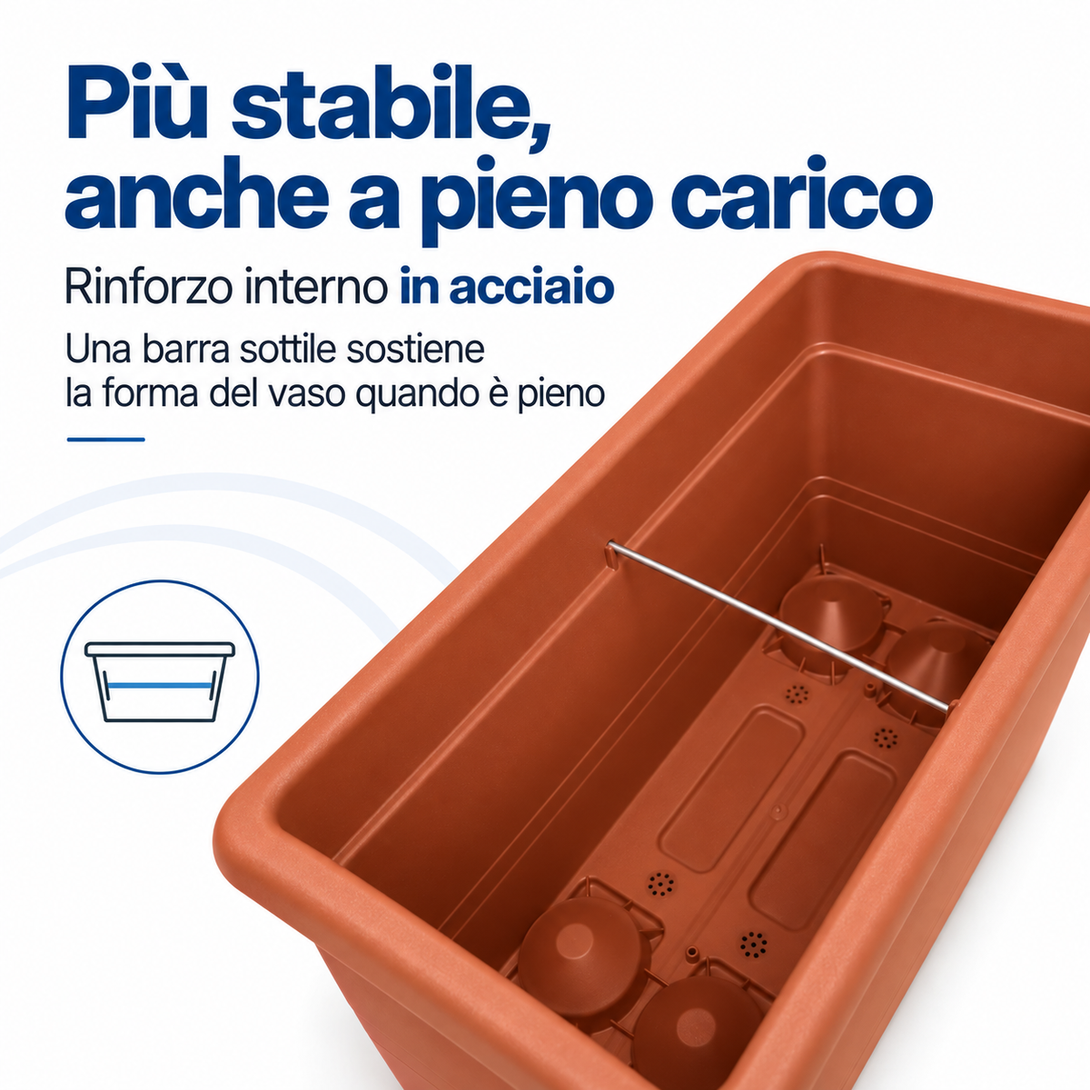 Barra di rinforzo all'interno del vaso anthea