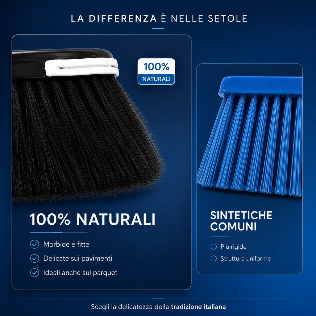 Confronto tra setole naturali morbide e comuni setole sintetiche