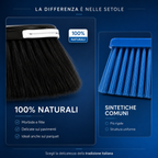 Confronto tra setole naturali morbide e comuni setole sintetiche