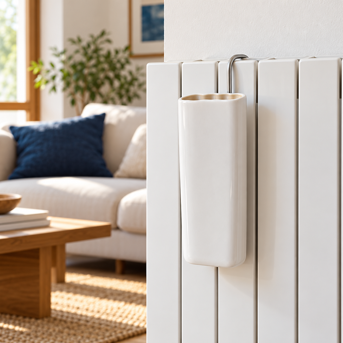 Evaporatore per termosifone in ceramica bianca con gancio