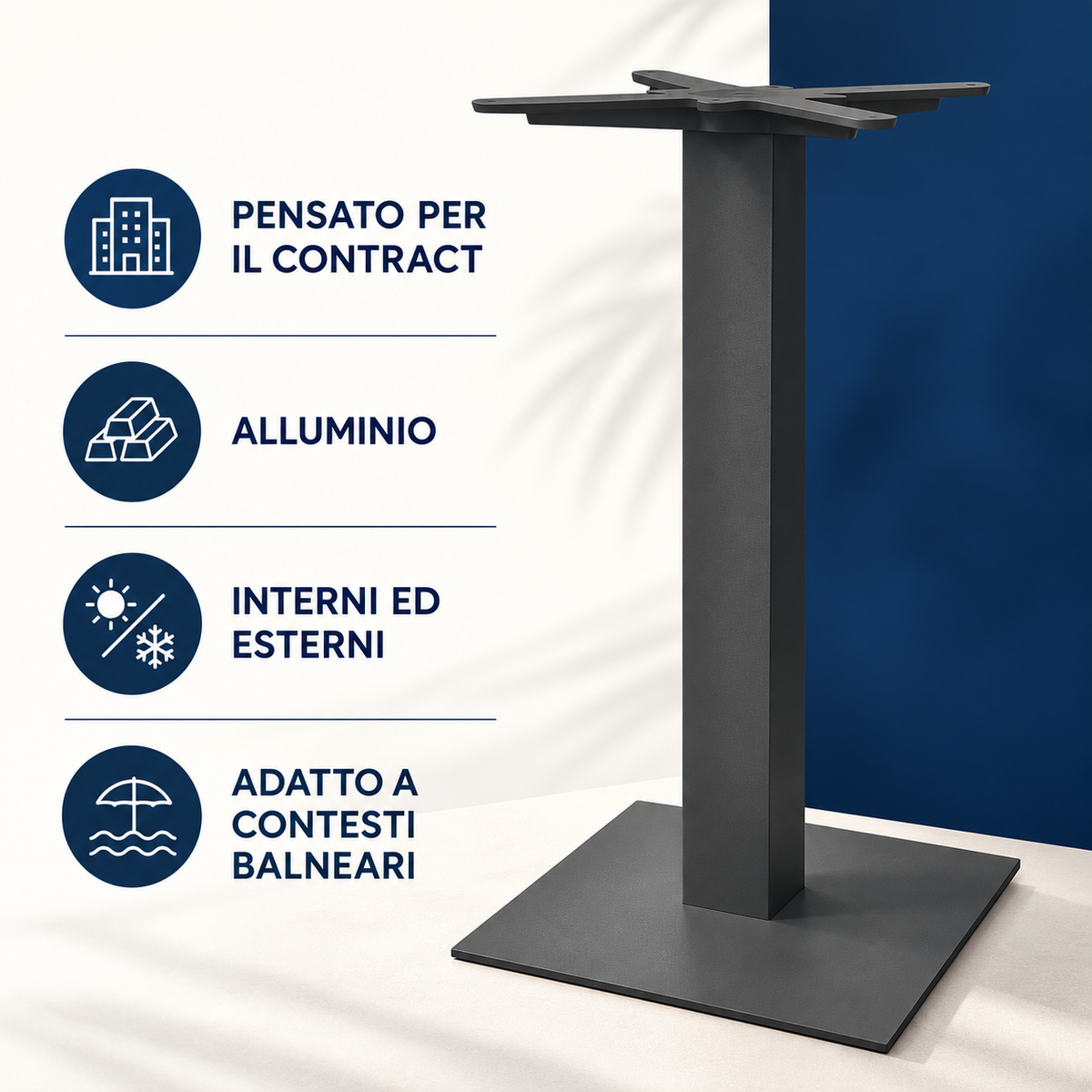 Basamento tavolo contract BA307  alluminio per esterno e interno