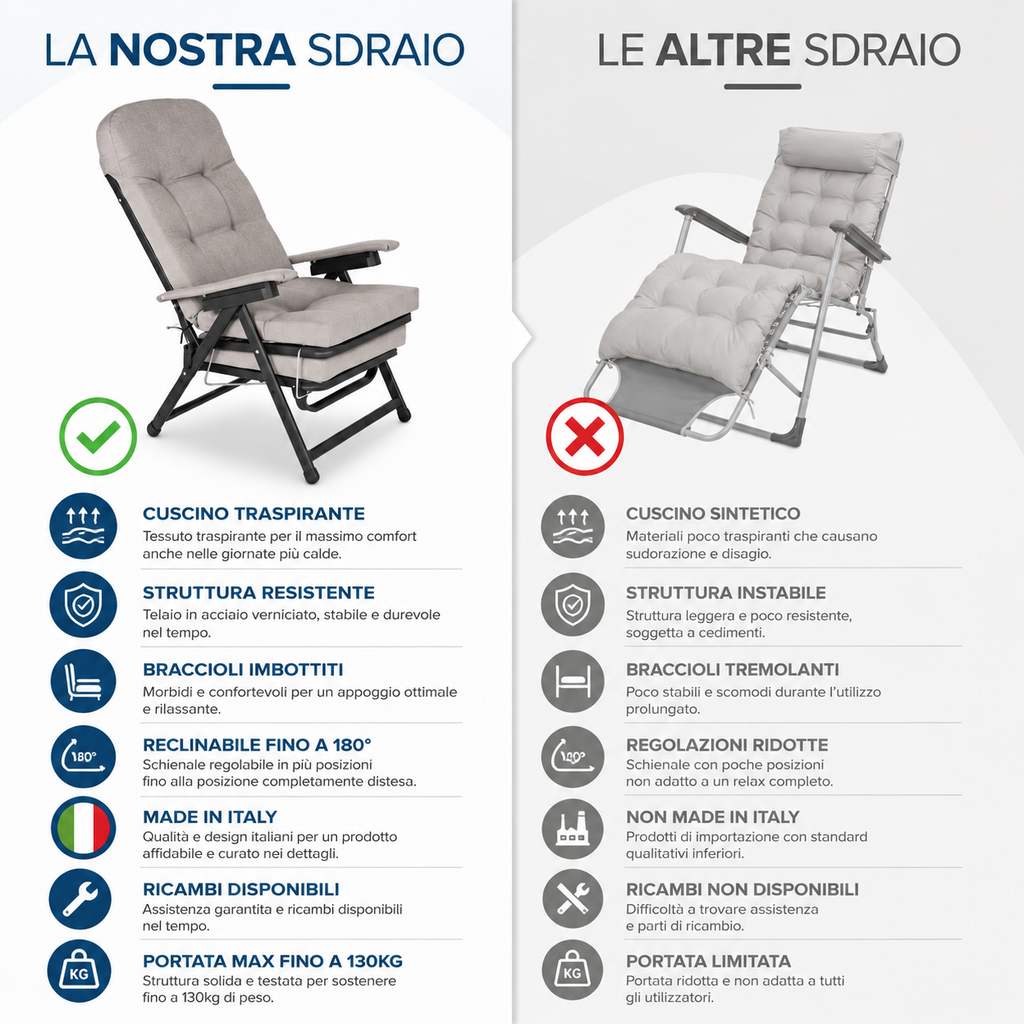 Sdraio Anna Premium Reclinabile 180° – Made in Italy
