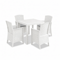 Set Tavolo + 4 Poltrone da Giardino Effetto Rattan – Malibu 4
