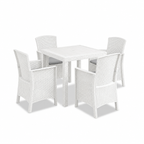 Set Tavolo + 4 Poltrone da Giardino Effetto Rattan – Malibu 4