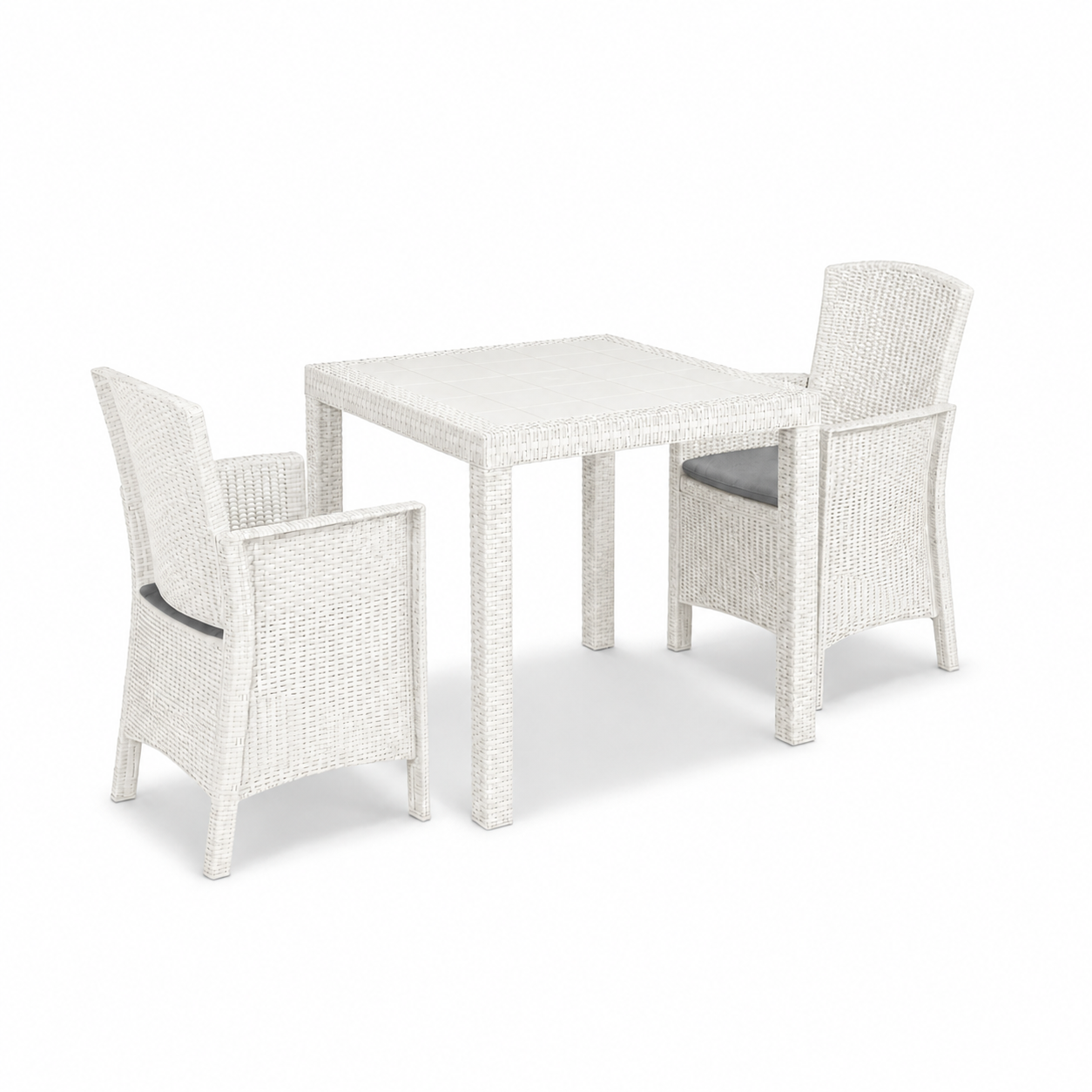 Set Tavolo + 2 Poltrone da Giardino Effetto Rattan – Malibu 2