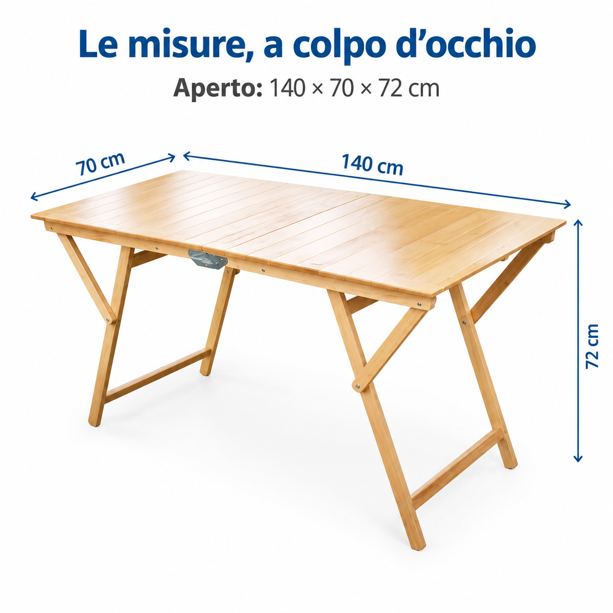 Tavolo Benji Pieghevole 140×70 cm in Faggio