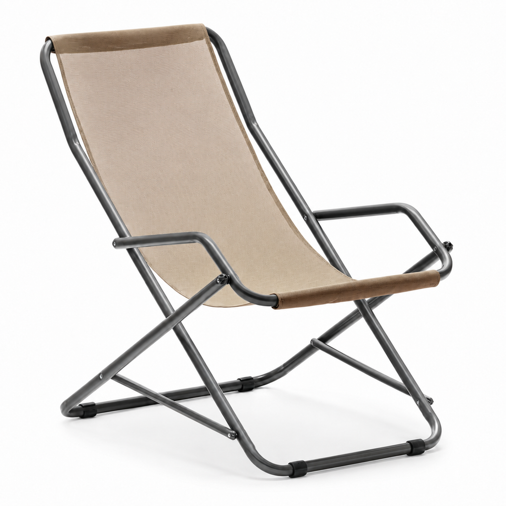 Sdraio basculante Swing tortora in textilene con struttura in acciaio