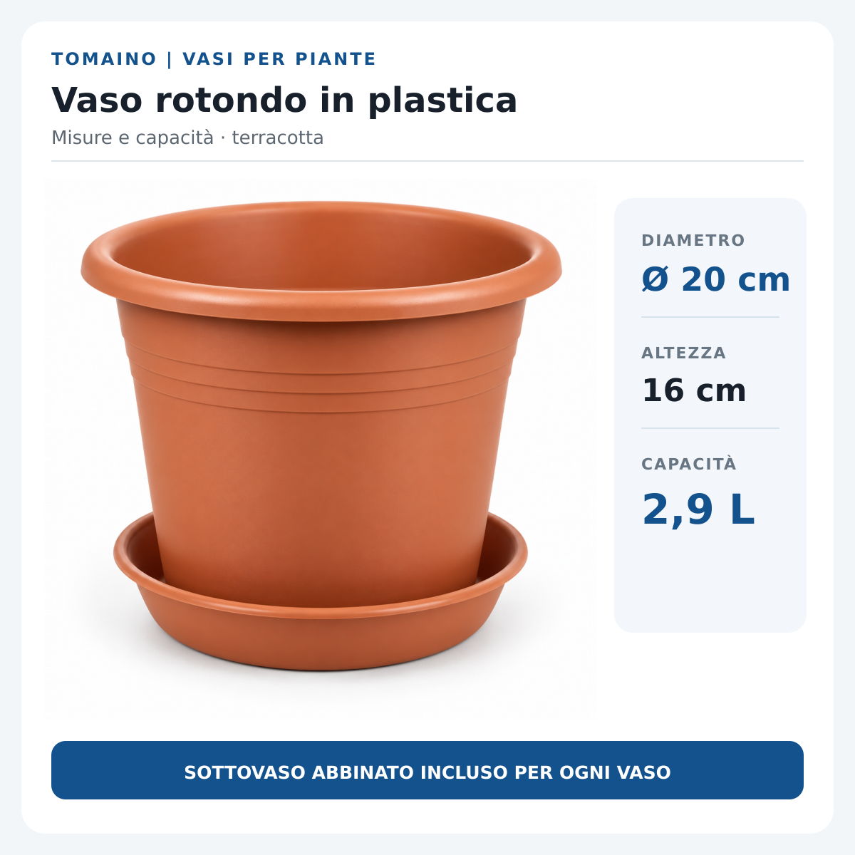Vaso Rotondo Terracotta in Plastica – Ø20–60 cm
